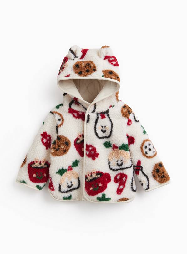 Christmas Milk & Cookies Borg Jacket 12-18 months